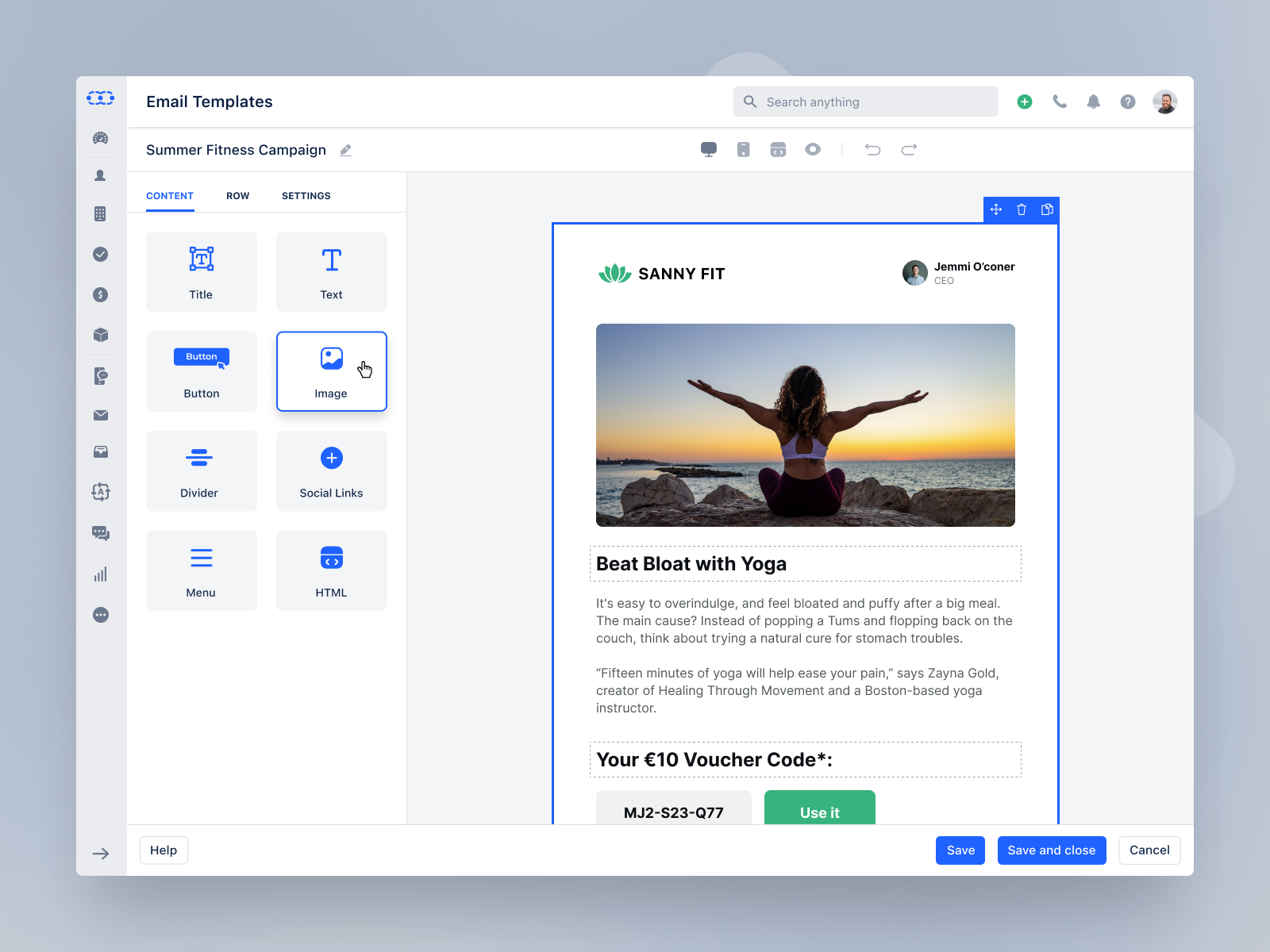 CRM Email Template Builder by Kavan Shah for Rapidops on Dribbble