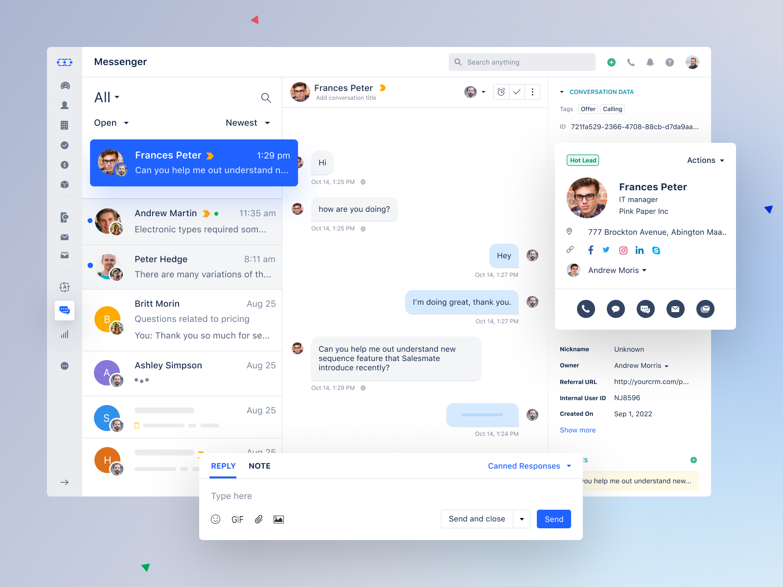 Salesmate: Live Chat by Kavan Shah for Rapidops on Dribbble