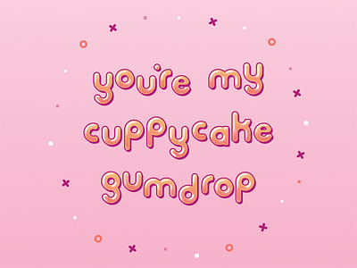 Cuppycake Gumdrop (snoogums-snoogums) cuppycake design feminine femme gloss gum gumdrop lettering peach pinks type type design typography valentine valentins day