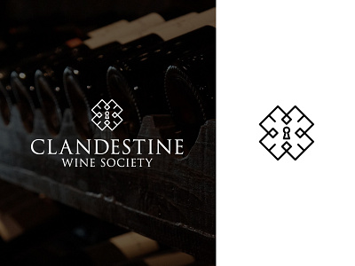 Clandestine Wine Society — Logo Design branding design key lock logo typography wine