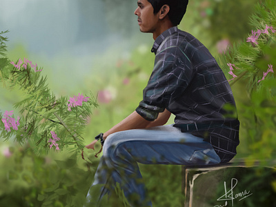 Waiting and wanting is just a dream artwork blur boy boys digital digital art digital illustration green green environment photography photoshop poster poster a day watch