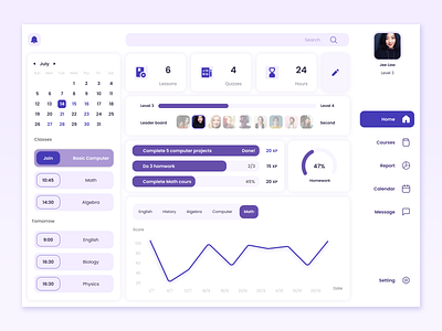 Learning Management System (LMS) app dashboard design illustration ui ux vector