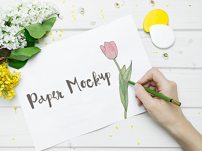 Paper Mockup desk drawing feminine flower hand hero mockup paper paper mockup pen sketch sketching
