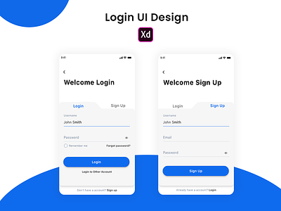 login design concept login screen sign up screen