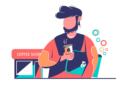 a cup of coffee to cheer up your day animation art design flat illustration illustrator logo ui ux vector