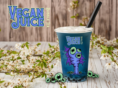 Vegan Juice - Bubble Tea 02 character design identity design illustration logo design self promotion