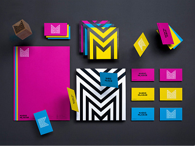 Mario Mlakar Visual Identity color croatia design fluorescent fly grid identity levitation logo magenta monogram seal