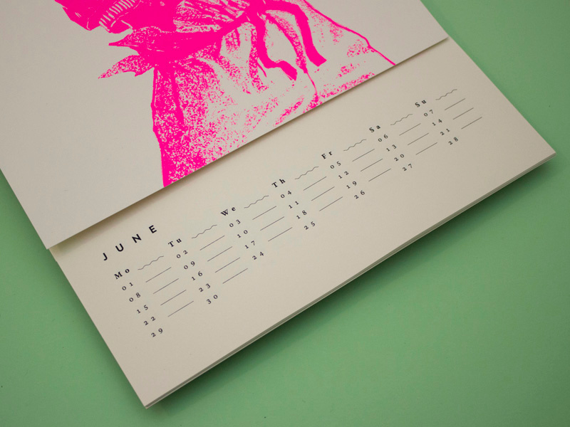Some Other New Year editorial pink silver gold fluorescent drawing art illustration print graphic design calendar