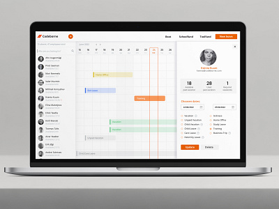 Vacation and absence UI for Codeborne absence design time management ui vacation