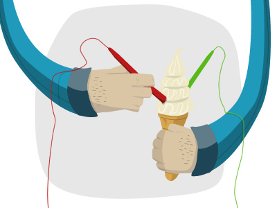 Ice Cream Electrician blue cartoon drawing electric electrician hands ice cream illustration lab tests wires