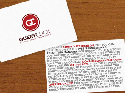 QueryClick Business Cards brand business card gotham identity logo queryclick