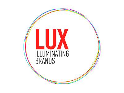 Lux Logo brand circle condensed coral din fresh identity logo lux rainbow