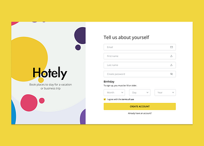 🏢 Booking service signup form dailyui form hotel booking register form registration form sign up signup ui ux web yellow