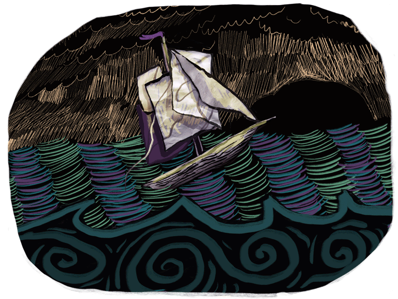 Storm at Sea animated gif animation boat gif illustration ocean storm