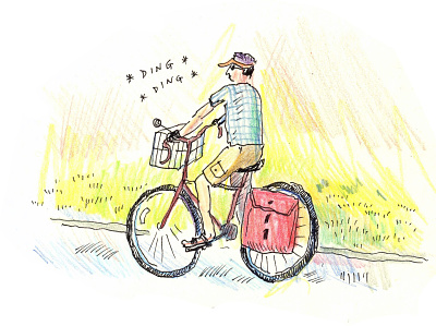 Bike ride bicycle bike bike ride colored pencil corey corcoran illustration ink outdoor outdoors sketch