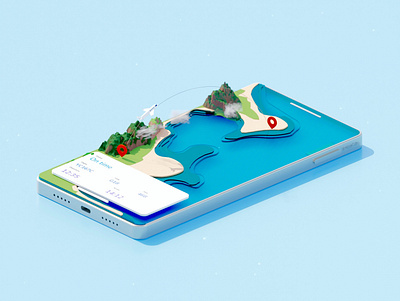 Serious C - 3D Travel App 3d 3d modelling blender design illustration ui