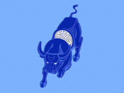 Bull art bull design graphic illustration labyrinth minotaur ols dsgn space taurus tshirtdesign universe