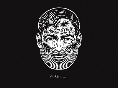 Hemingway - WAY artwork digitalillustration illustration monochrome ols dsgn portrait social tattoo theatre