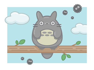 Totoro cute ghibli illustration miyazaki totoro