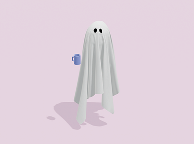 Tired Ghost 3d 3d artwork 3dart blender blender3d coffee ghost