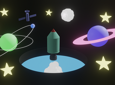 Space Adventure Time 3d animation 3d art blender blender 3d illustraion planet rocket space