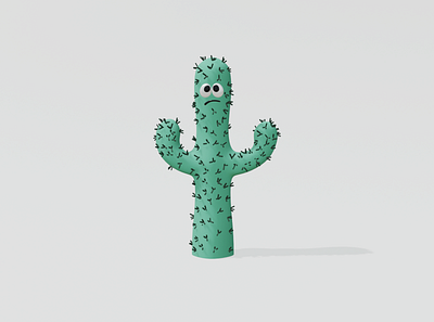 Sad Cactus 3d 3d art 3d artwork 3d illustration blender blender 3d cacti cactus cartoon illustraion