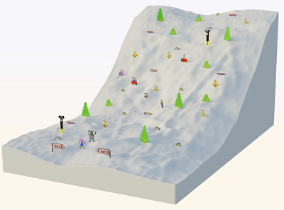SkiFree 3d 3d illustration 3d render blender blender 3d fan art game illustraion isometric isometric art microsoft mountain skifree skiing snow