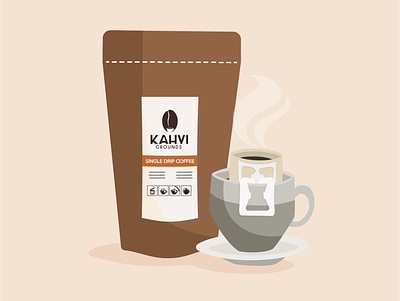 Kahvi Grounds coffee flat illustration vector