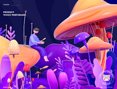 Mushroom forest animation design flat illustration illustrator typography website