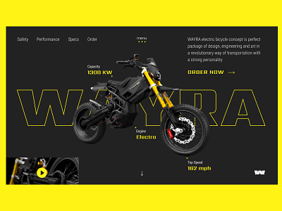 Concept of the first screen for Wayra electric bicycle #3 concept design figma tilda typography ui ux web web design website