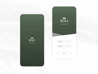 Bali Luxury Estate Mobile App app branding concept design mobile app mobile design sign in ui