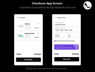 Daily UI 002 - Credit Card Checkout + Cart Screen app checkout design ecommerce ui