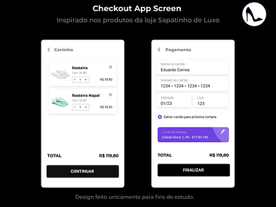 Daily UI 002 - Credit Card Checkout + Cart Screen