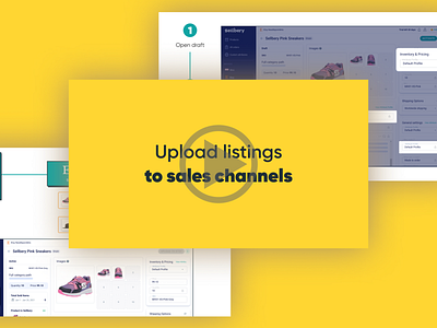 Animation: Upload listings to sales channels on Sellbery animation design graphic design