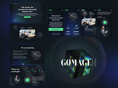 Page "about us" for Gomage web site and some elements 3d animation branding design graphic design illustration motion graphics ui
