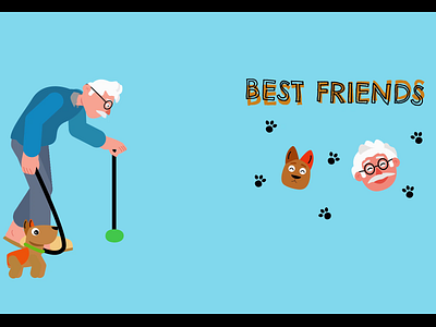 Old Man Walk Cycle aftereffects animation design dog illustration illustrator motion design motion graphics old man rubberhose typography walk walkcycle