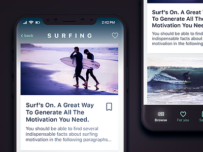 iPhone X app header + status bar exploration app exploration header iphone x split status bar surfing