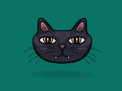 Black Cat Illustration cat character character design graphic illustration procreate