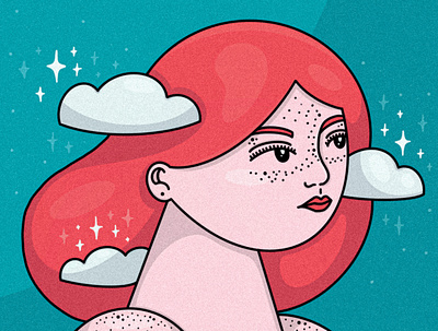 Head In The Clouds design drawing girl illustration illustration procreate illustrator procreate