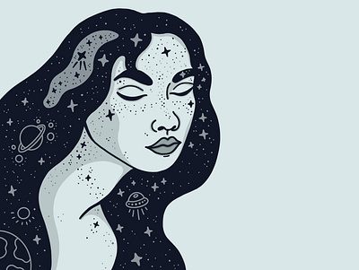 Spacey Babe beauty celestial character design digital art girl illustration outerspace woman