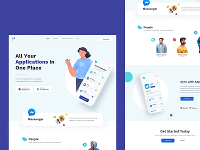 Sync App - Landing button chat app clean design figma homepage illsutariton interface landing minimal mobile procreate product design site skecth social sunday ui ux webdesign