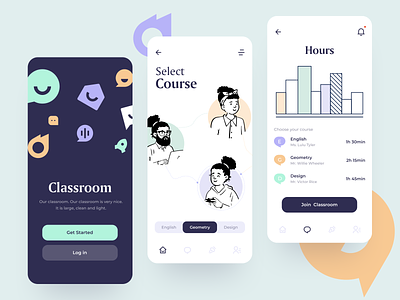 Classroom App academy app button character classroom colorful creative design education ios iu learning lessons minimal mobile student sunday teach ux