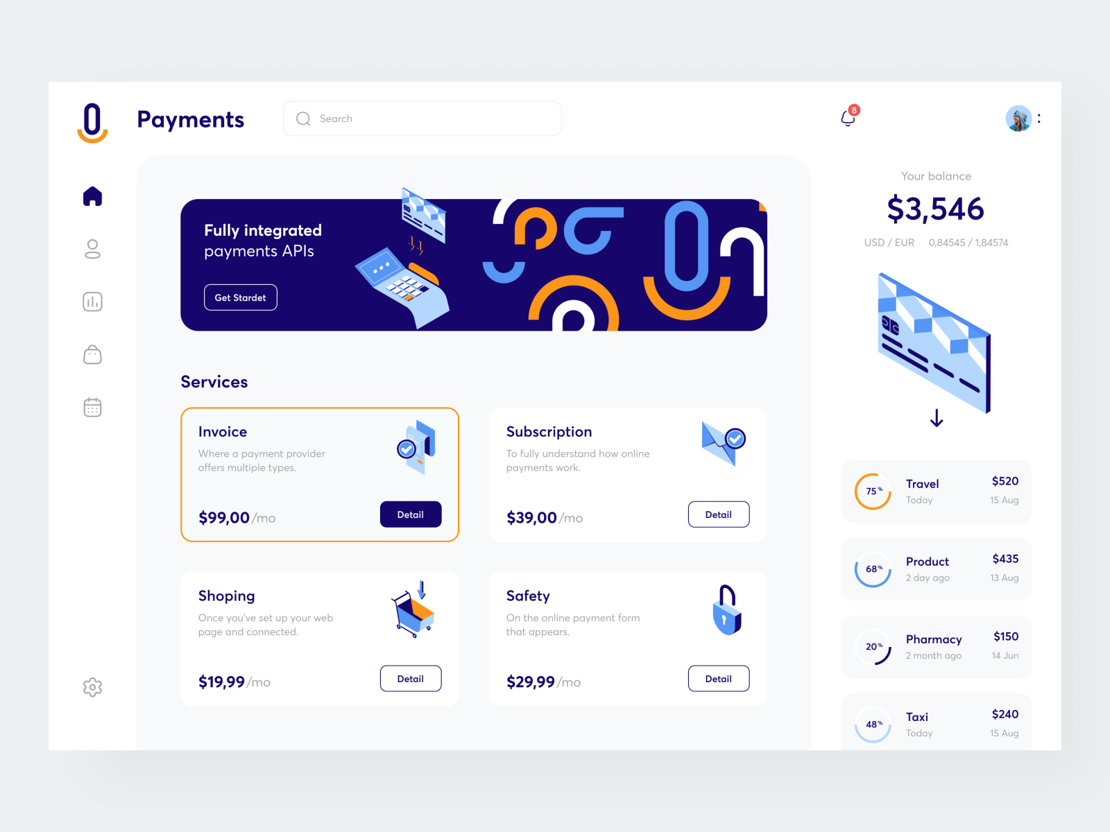 Payment services - Dashboard by Bats for Orizon: UI/UX Design Agency on ...