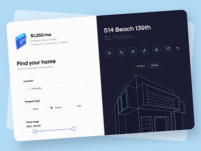 Real Estate - Dashboard apartments app architecture clean dashboad flat home hotel interface minimal nearby office real estate realestate sunday uiux web