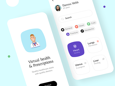 Virtual Health App 3d app clean clinic doctor health health app healthcare healthy heart interface medical minimal pacient pharmacy selfcare sunday