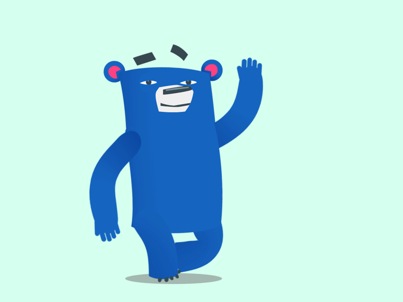 walking bear - first steps animation character design flat design learning test walking cycle