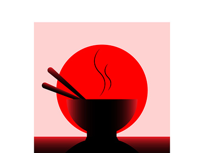Chinese bowl chinese food gradient graphicdesign illustration noodles red shades sun