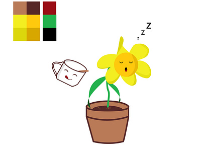 Sunflower vs Cup characterdesign coffee design graphicdesign illustration lazy mspaint redesign shades sunflower