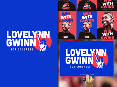 Win With Gwinn america american branding congress election patriotic political political branding political design political logo political poster politics poster poster art poster design statue of liberty vector art