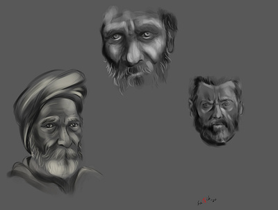 Face Study art beard black white cg character character design creative face head line drawing lineart male old man painting photoshop sketch